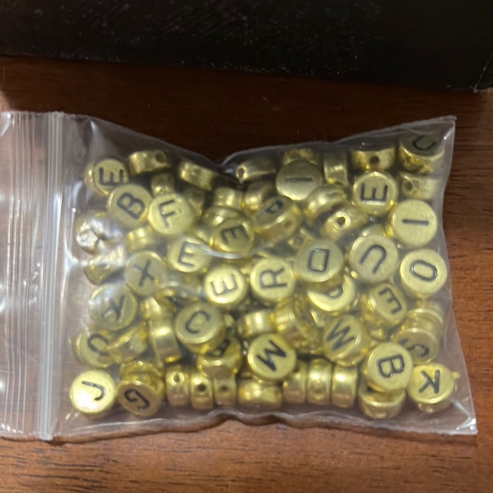 Gold Alphabet Letter Beads - Round Metallic Beads for DIY Jewelry 4x7mm 500 each